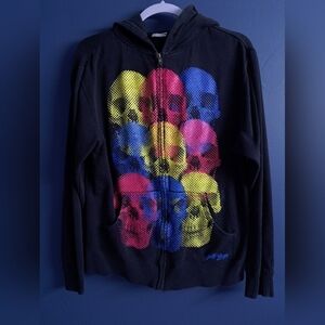 Black Hoodie with Colorful Skull Design